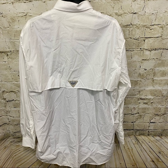 Columbia White Cotton PFG Breathable Button Up Shirt - Picture 4 of 6
